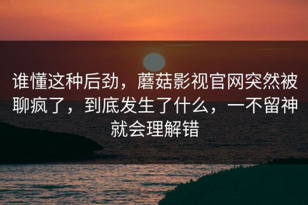 谁懂这种后劲，蘑菇影视官网突然被聊疯了，到底发生了什么，一不留神就会理解错